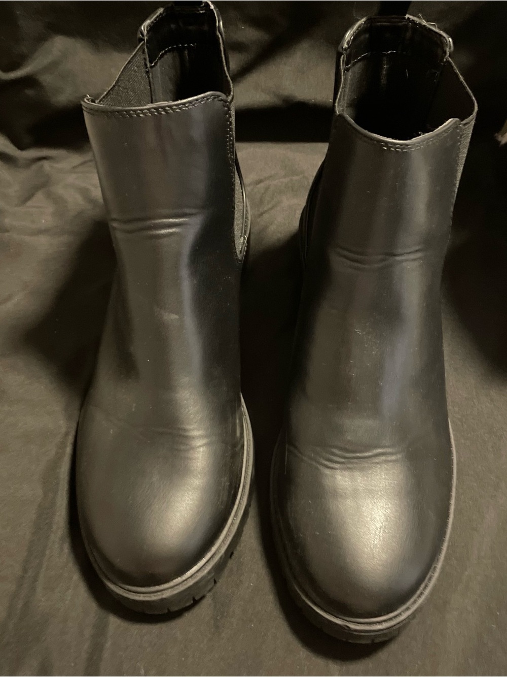 Soda Black Leather-Look Chelsea Ankle Booties